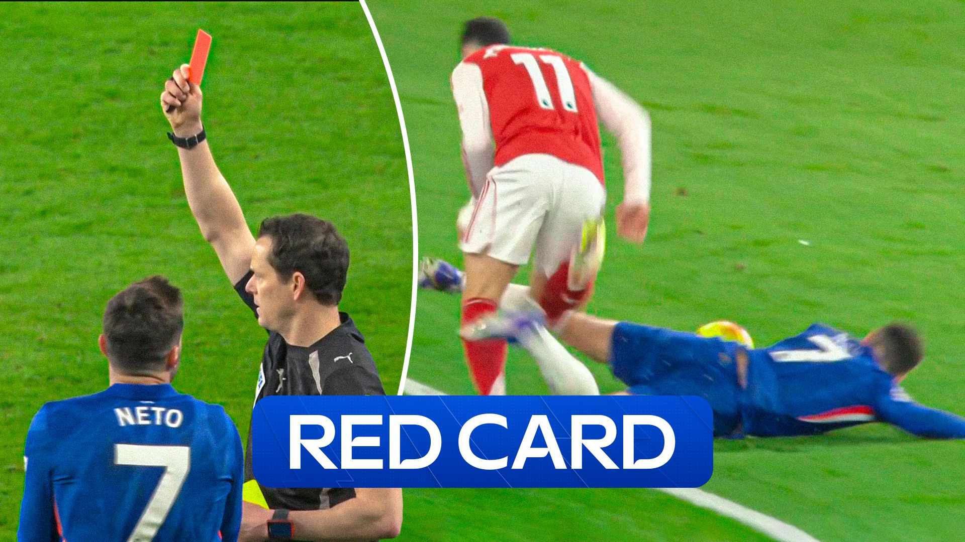 Discipline Disaster: Neto’s Red Card Seals Chelsea’s Fate Against Arsenal, Marking a Record-Setting Seventh Dismissal